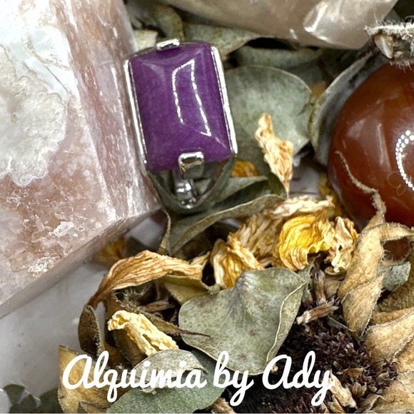 Purple Jade silver Victorian ring/ awakening and action healing crystal - Picture 2 of 8